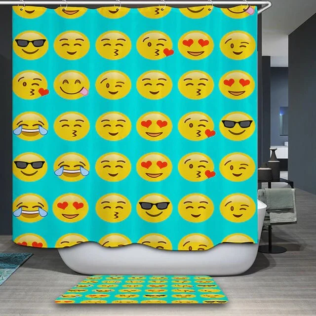 Duschvorhang mit buntem Emoji Muster
