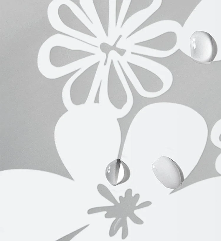 Halbtransparenter Duschvorhang mit weißem Blumenmuster