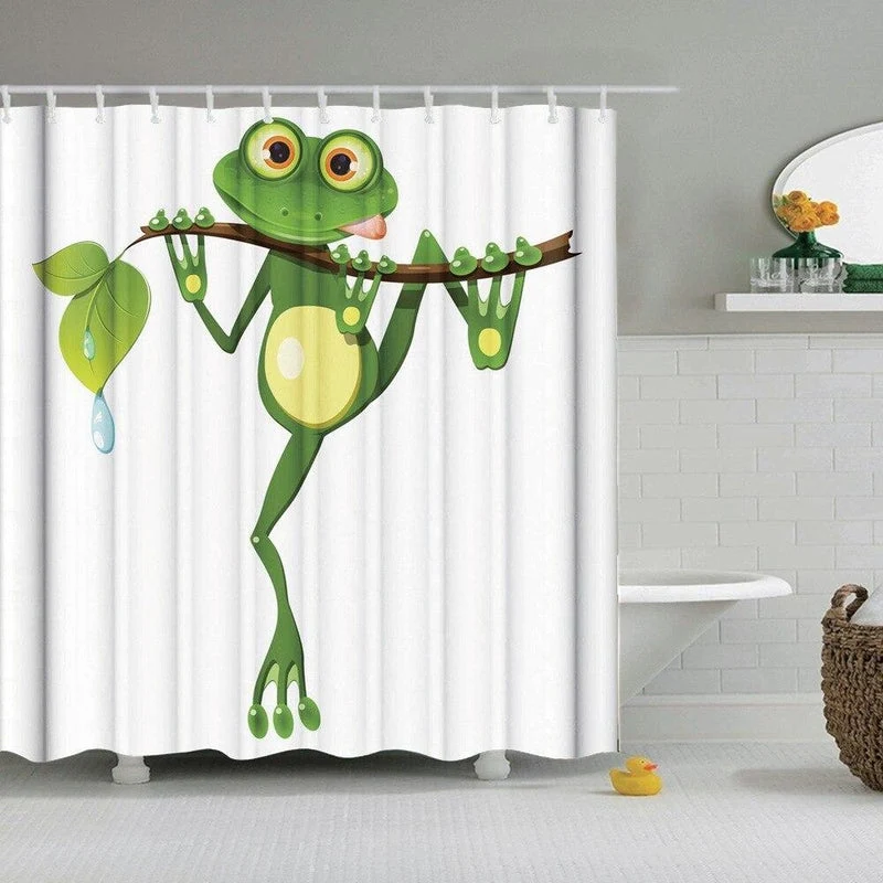 Lustiger Duschvorhang mit Cartoon Frosch