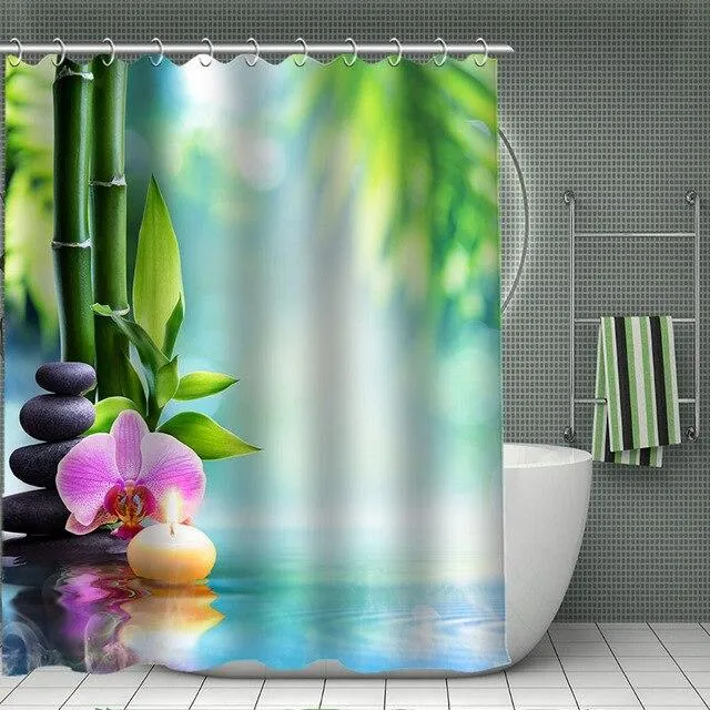 Wellness Duschvorhang Zen Bambus Orchidee