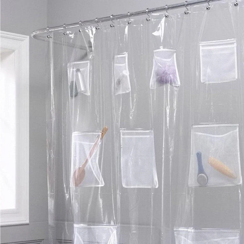 Transparenter Duschvorhang mit praktischen Taschen