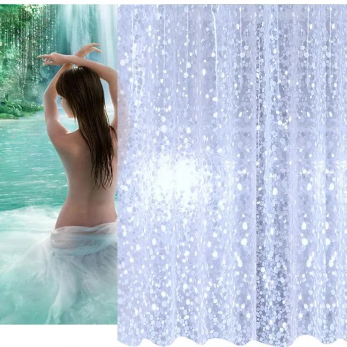 Transparenter Duschvorhang mit dezentem Glitzermuster