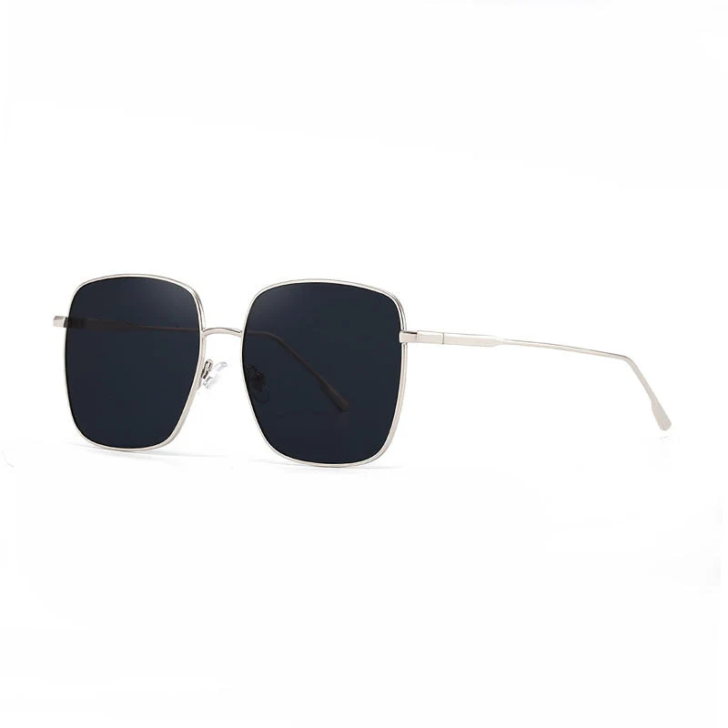 Dame solbrille med moderne firkantet rustfritt stålramme og polarisert glass Luvikno