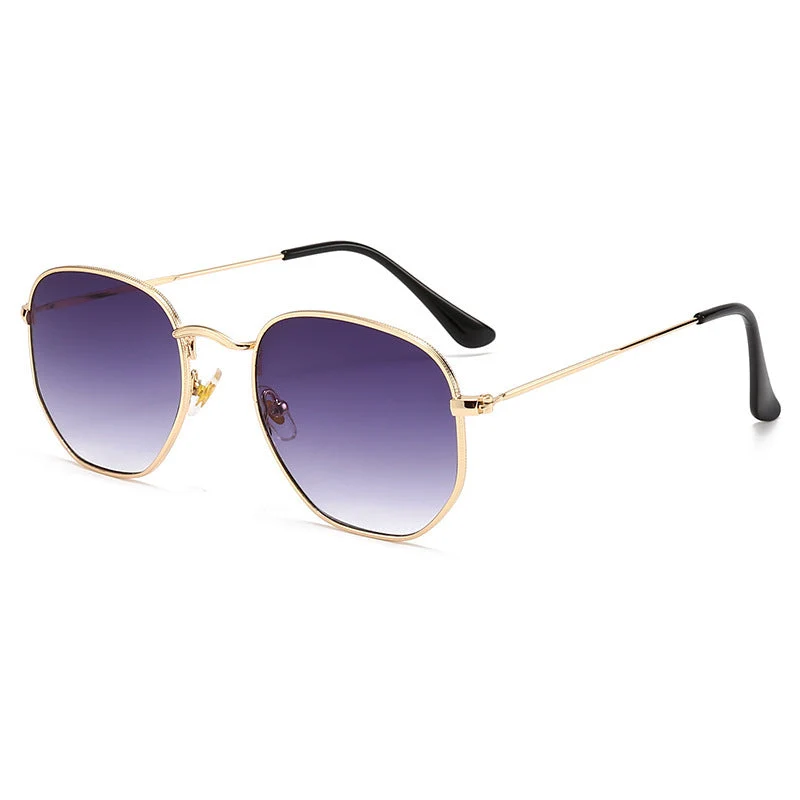 Dame Oversized solbriller med elegant gullmetallramme og solid UV-beskyttelse Luvikno