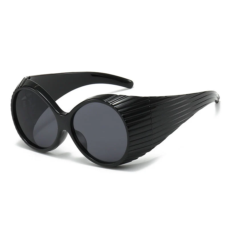 Dame Oversized Cat-Eye Solbriller med stilig, strukturert ramme Luvikno