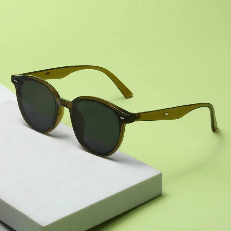 Dame Motemessig Solbrille med trendy, rund ramme og UV-beskyttelse Luvikno