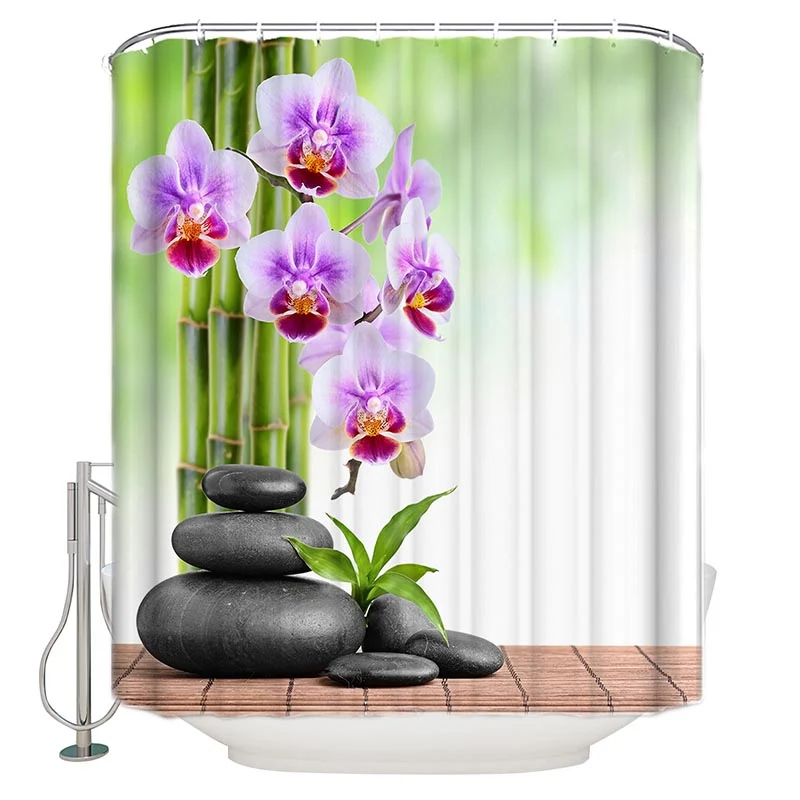 Zen Duschvorhang Rosa mit Orchideen