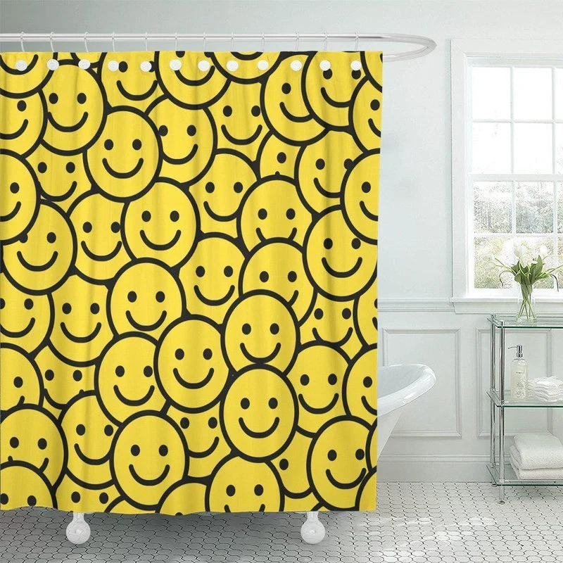 Duschvorhang mit gelbem Smiley Muster