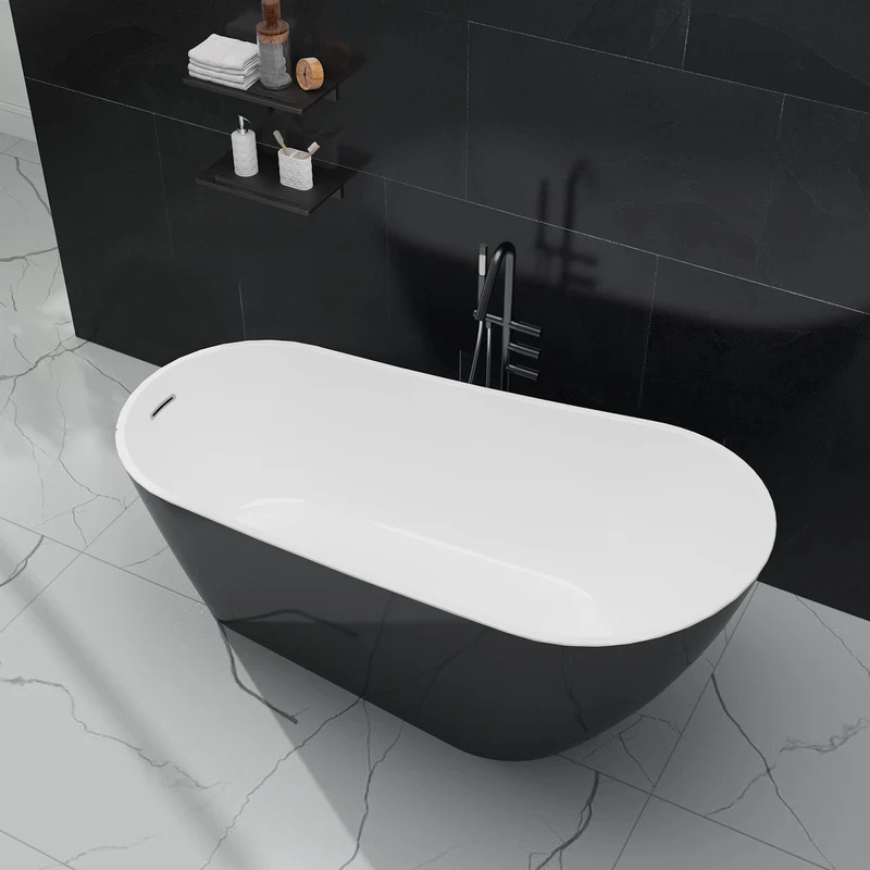 Garvee Vasca da Bagno Freestanding in Acrilico 170 cm - Design Moderno, Drenaggio Cromato, Bagno, Bianco