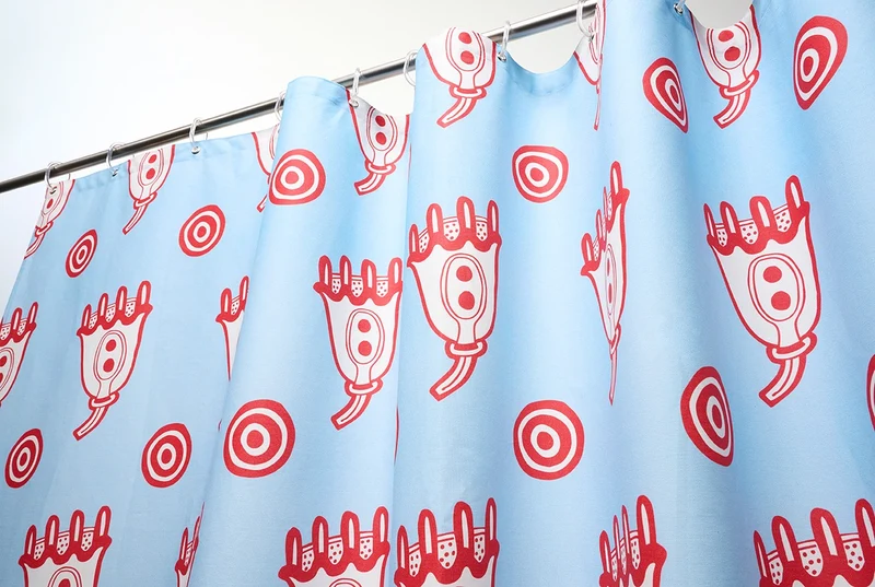 Artist Cotton Shower Curtain "Cosmic Blue" by Nathalie Du Pasquier & George Sowden