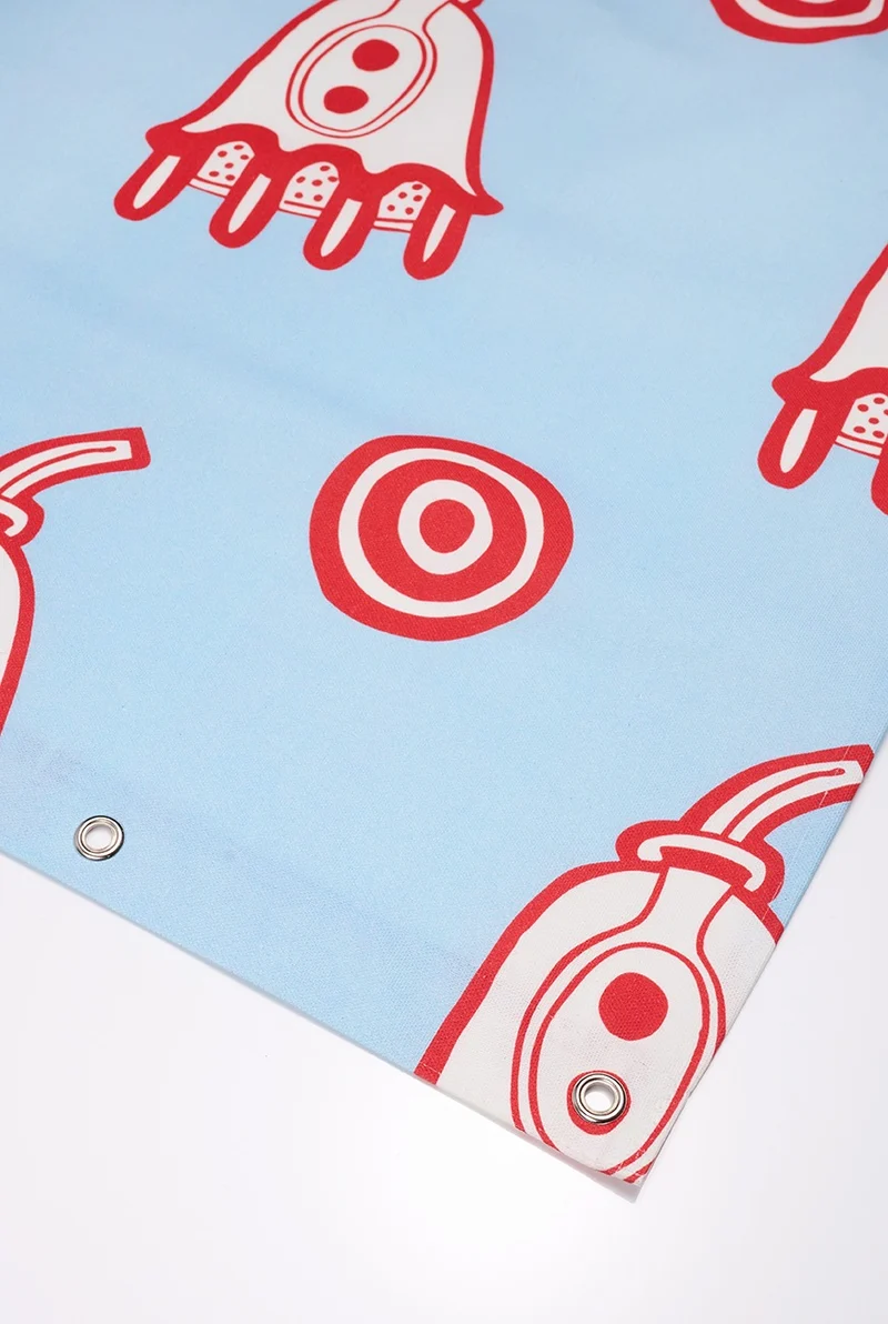 Artist Cotton Shower Curtain "Cosmic Blue" by Nathalie Du Pasquier & George Sowden