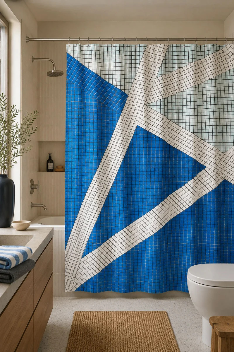 Artist Cotton Shower Curtain "Bathhouse Index" by Michele Rondelli