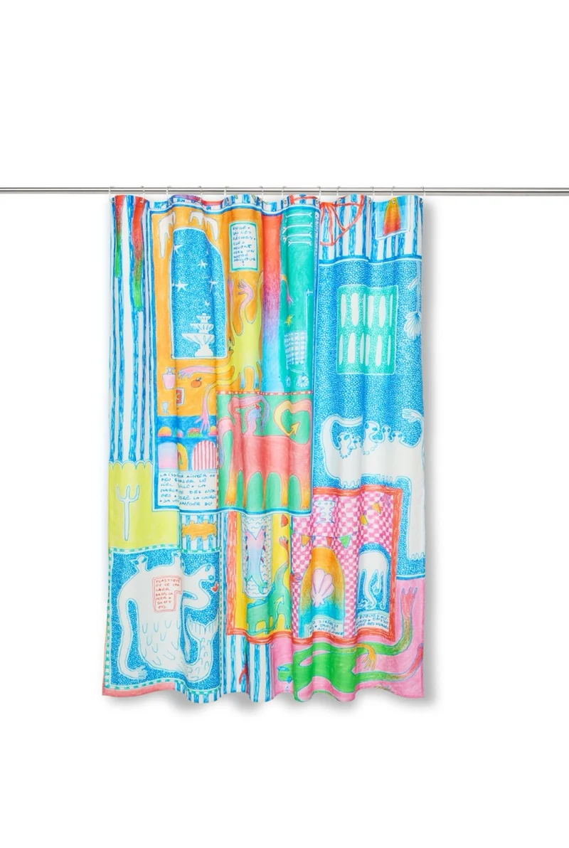 Artist Cotton Shower Curtain "Carnet 6" by Anaïs Hervé