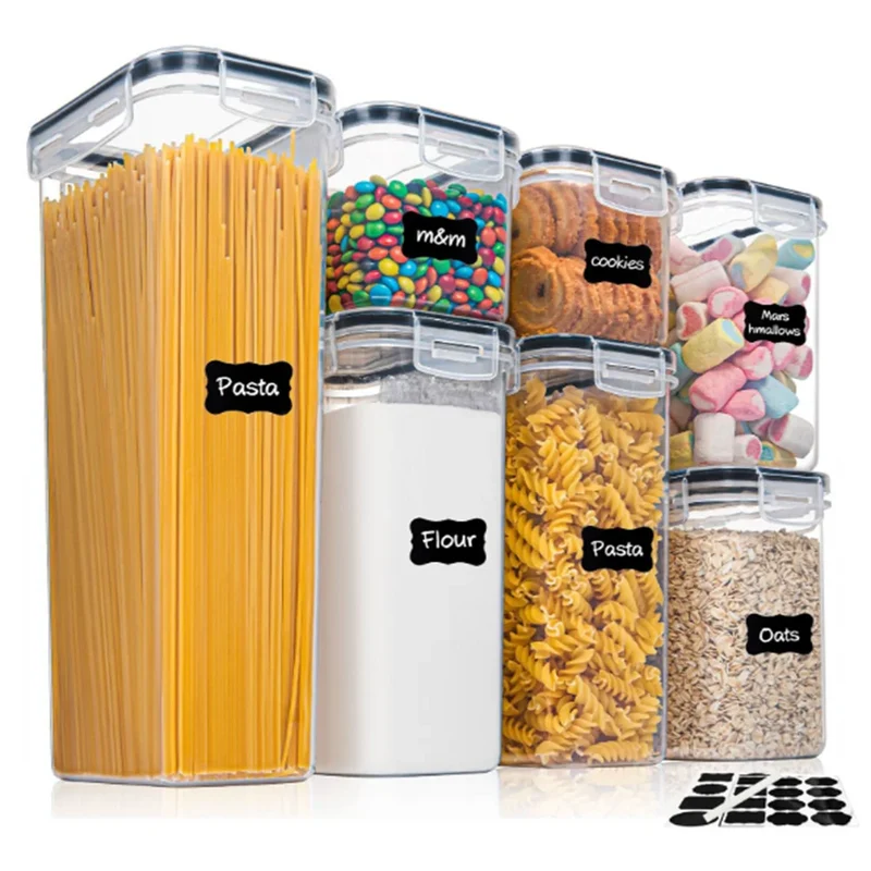 7er Vorratsdosen Set Luftdicht BPA Frei – Küchen Aufbewahrungsboxen | Frischhaltedosen mit Etiketten & Stift