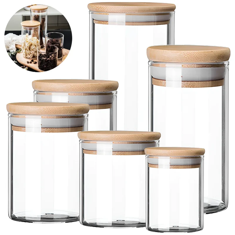PureVorrat Glasbehälter Set – Vorratsdosen mit Holzdeckel | Luftdicht & Stilvoll | Moderne Küchenaufbewahrung