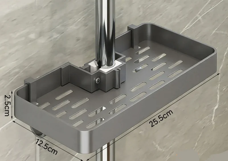 AquaFix Duschregal Ohne Bohren – Doppelablage Aluminium | Mit Handtuchstange | Rostfrei & Platzsparend