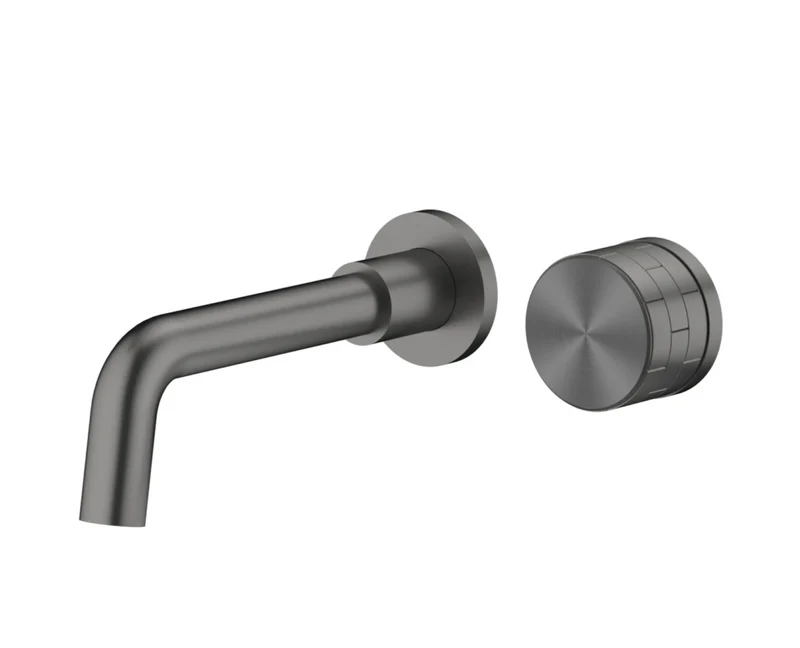 LUMIRA Minimalist Wand-Waschtischarmatur aus Messing – Gebürstetes Gold / Roségold, 2-Loch Unterputz Badarmatur mit Einhebelmischer