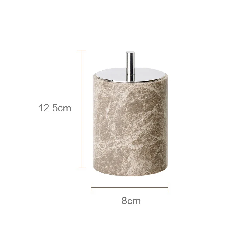 ImperioMarble Emperador Light – Luxus Naturmarmor Badezimmer Accessoires Set (7-teilig)