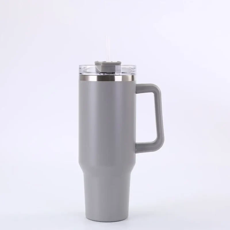Thermobecher 1200ml mit Griff & Strohhalm – 24h Isoliert, Edelstahl, Reise & Büro | Geschenk