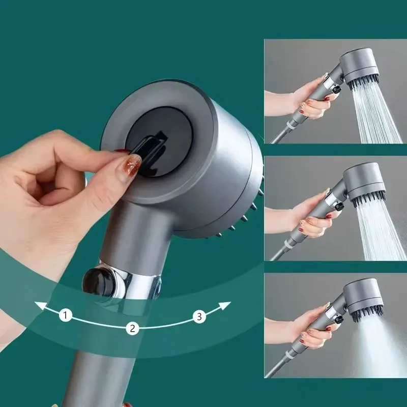 Duschkopf mit 3 Einstellungen – Druckerhöhend, Massagefunktion & Filter