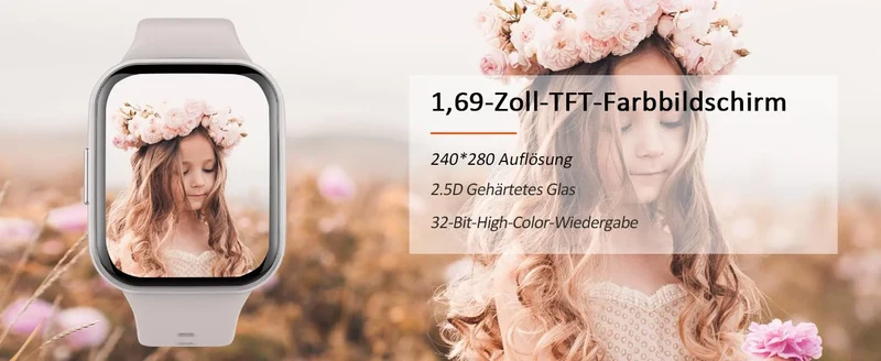 Smartwatch Fitness Tracker für Damen & Herren – 1,69 Zoll Touch Display, Schrittzähler & Schlafmonitor