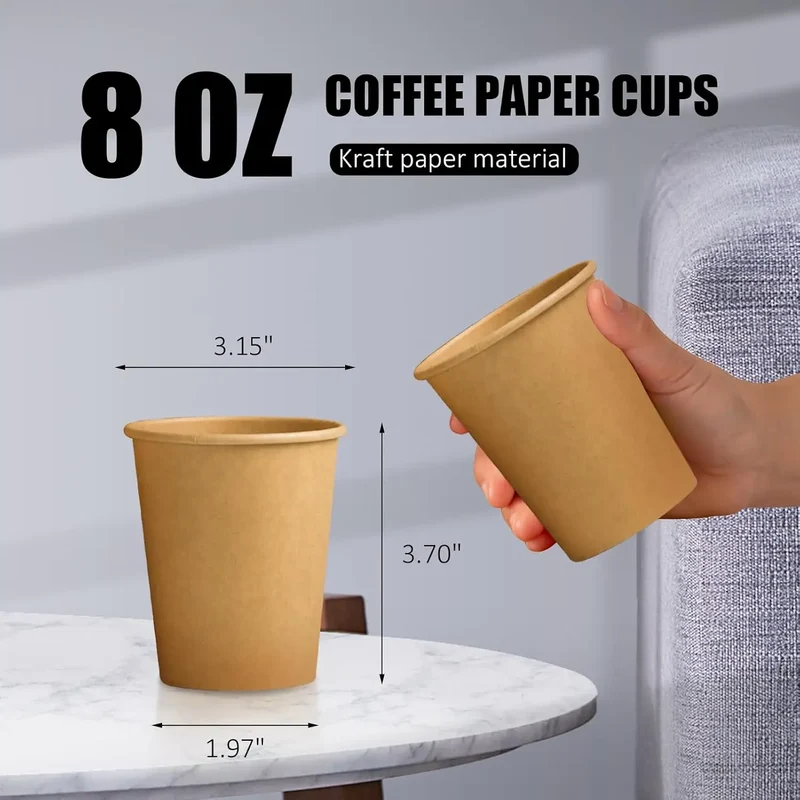 Einweg Kraftpapierbecher – Ungebleicht, Lebensmittelecht, für Kaffee & Kaltgetränke | 120 oder 240 Stück