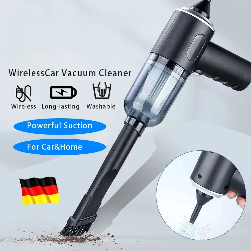 Kabelloser Auto-Staubsauger 9000Pa – 120W, 25 Min Akku, Nass & Trocken, USB-C | Mini