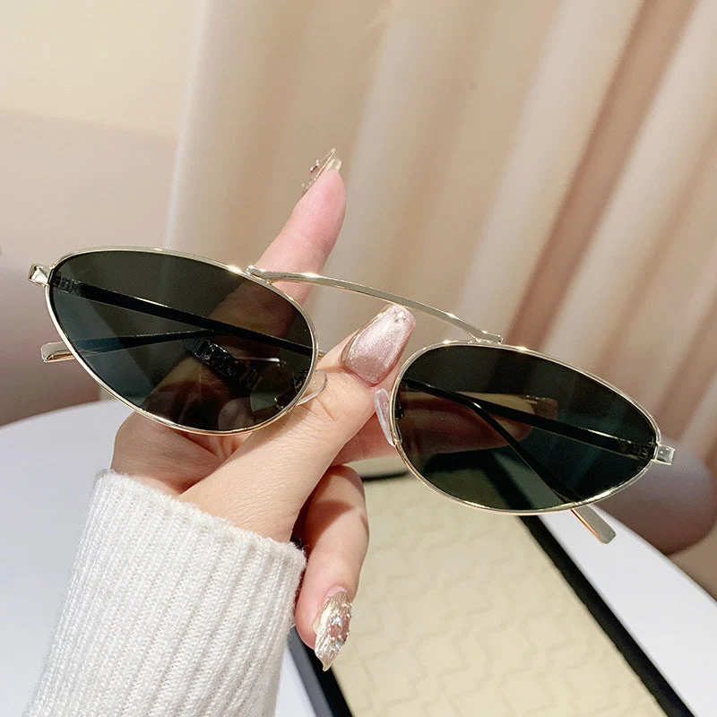 Dame modische solbrille i elegant ovaldesign Luvikno