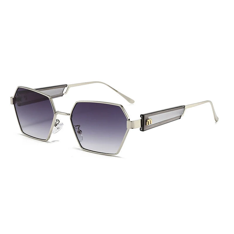 Dame Hexagon solbrille med luksuriøse metallakenter Luvikno