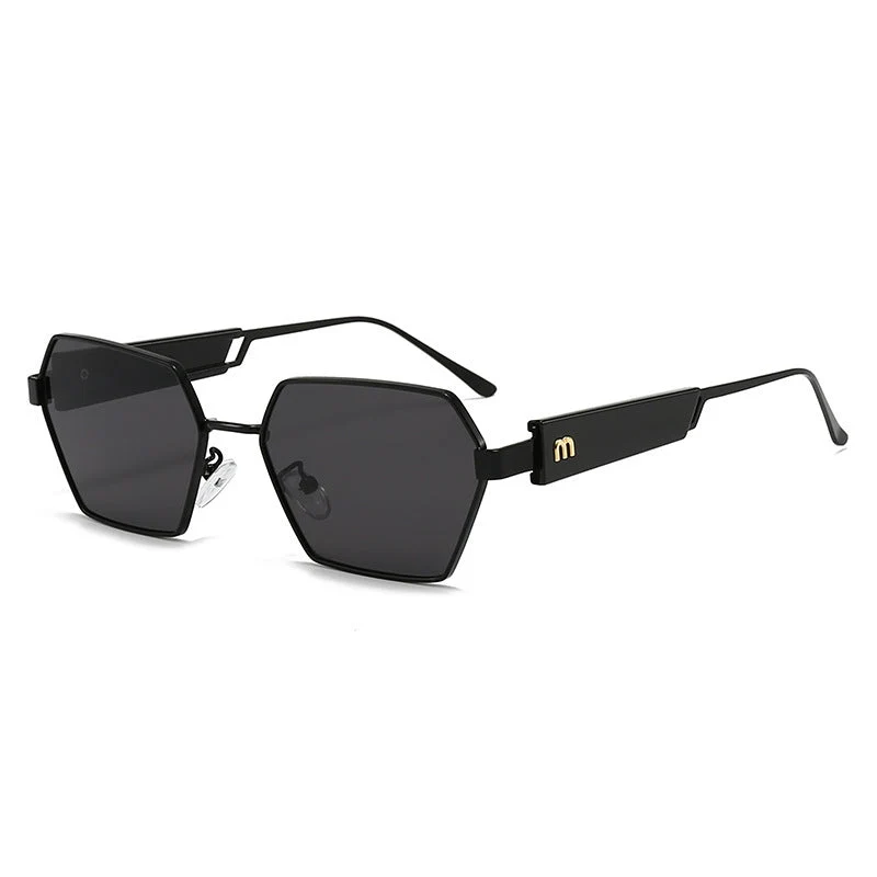 Dame Hexagon solbrille med luksuriøse metallakenter Luvikno