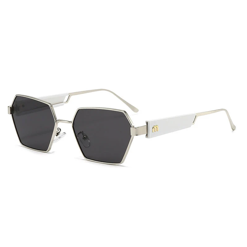 Dame Hexagon solbrille med luksuriøse metallakenter Luvikno