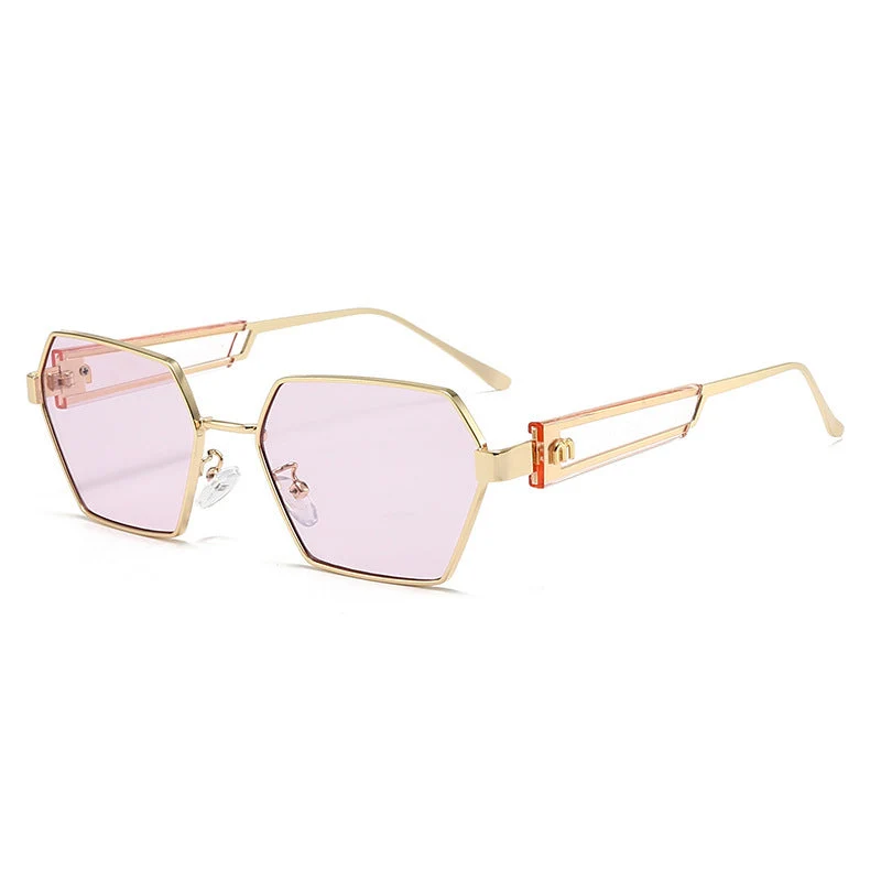 Dame Hexagon solbrille med luksuriøse metallakenter Luvikno