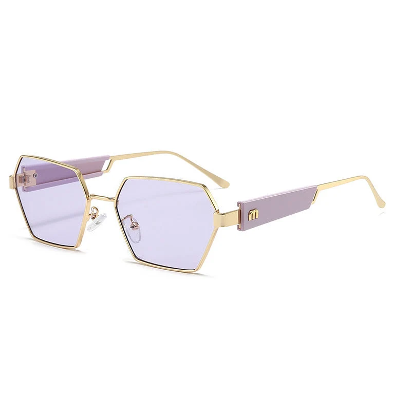 Dame Hexagon solbrille med luksuriøse metallakenter Luvikno