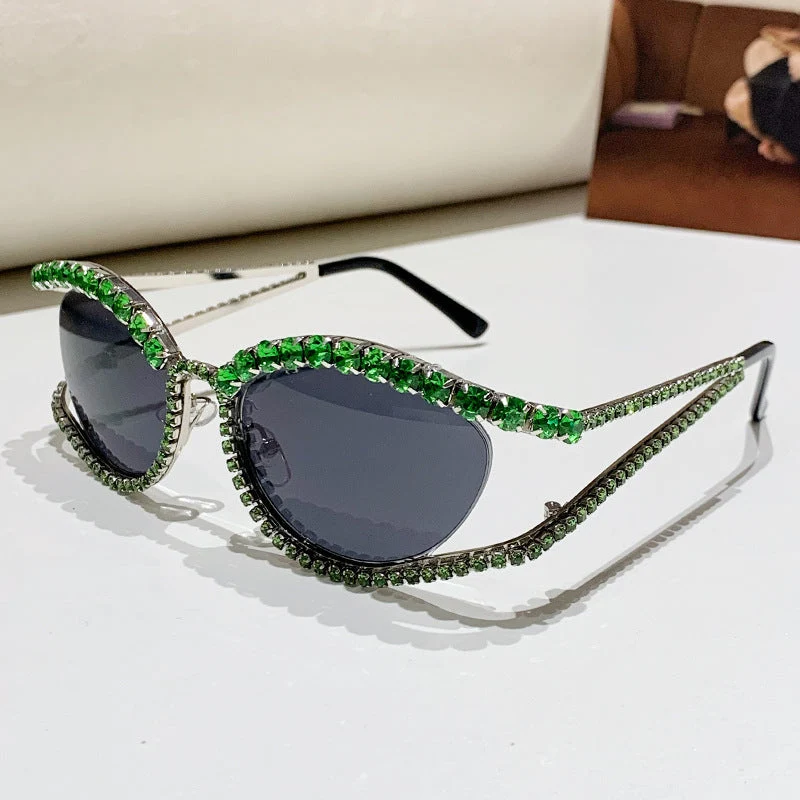Dame Glamorøs solbrille med glitrende krystallakenter Luvikno