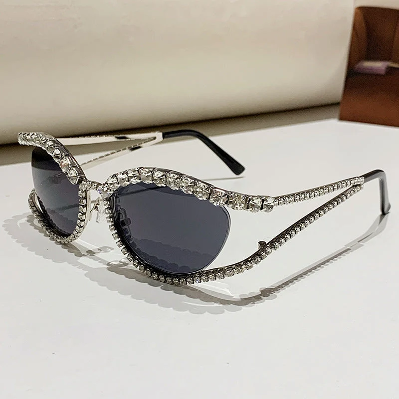 Dame Glamorøs solbrille med glitrende krystallakenter Luvikno