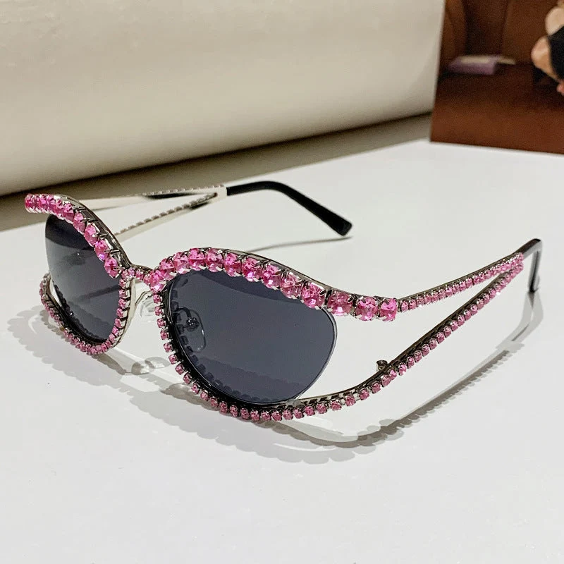 Dame Glamorøs solbrille med glitrende krystallakenter Luvikno