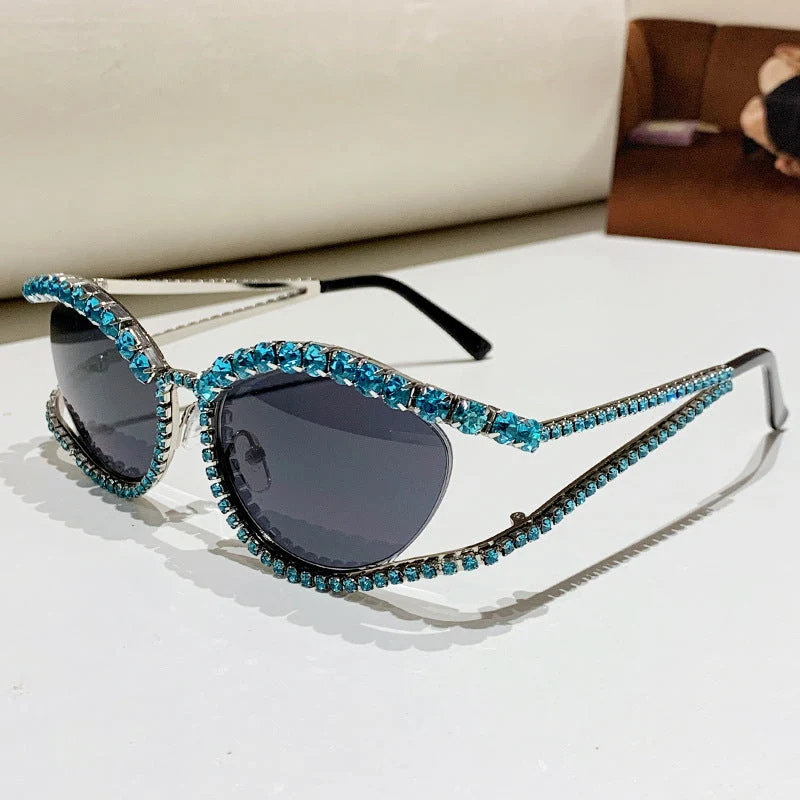 Dame Glamorøs solbrille med glitrende krystallakenter Luvikno