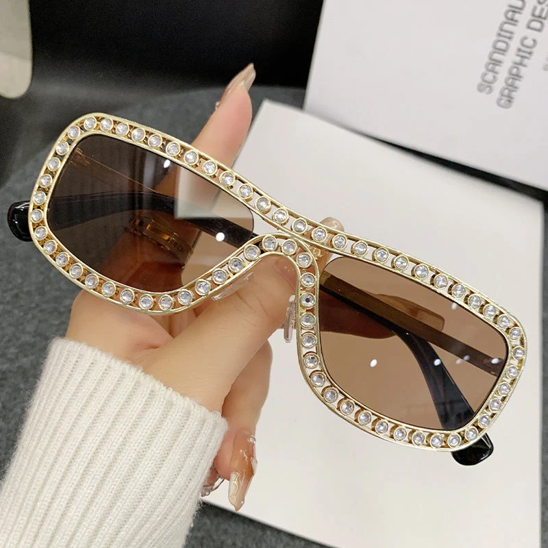 Dame Glamorøs solbrille med glitrende krystallakenter Luvikno