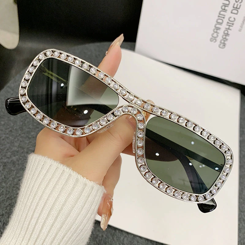 Dame Glamorøs solbrille med glitrende krystallakenter Luvikno