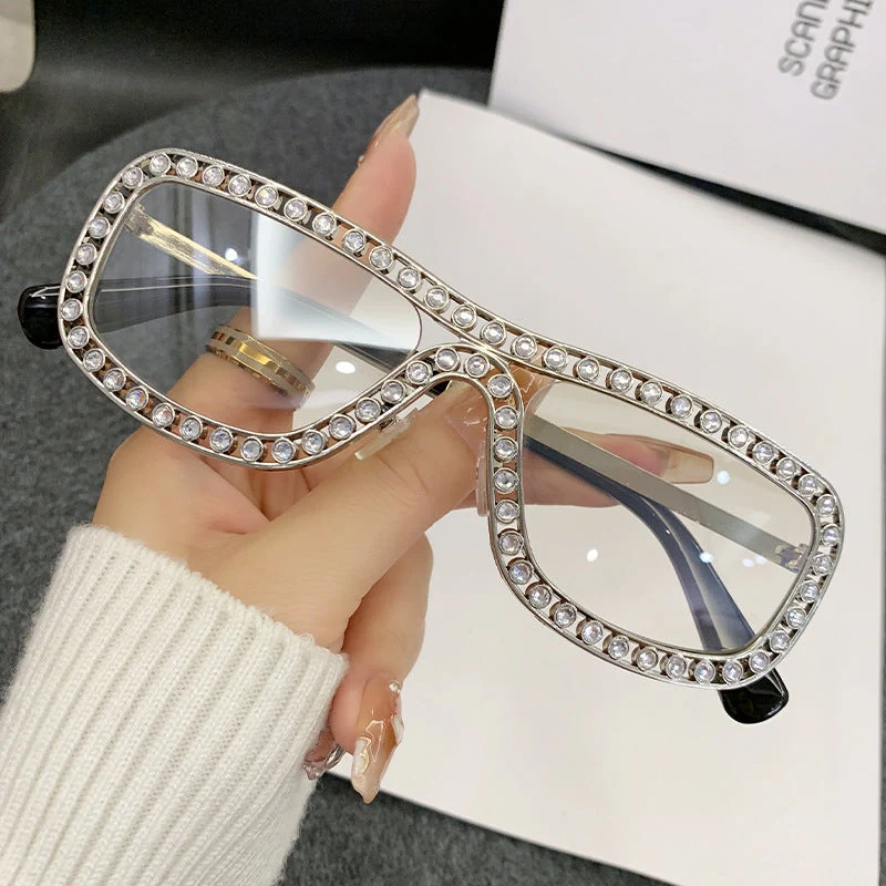 Dame Glamorøs solbrille med glitrende krystallakenter Luvikno