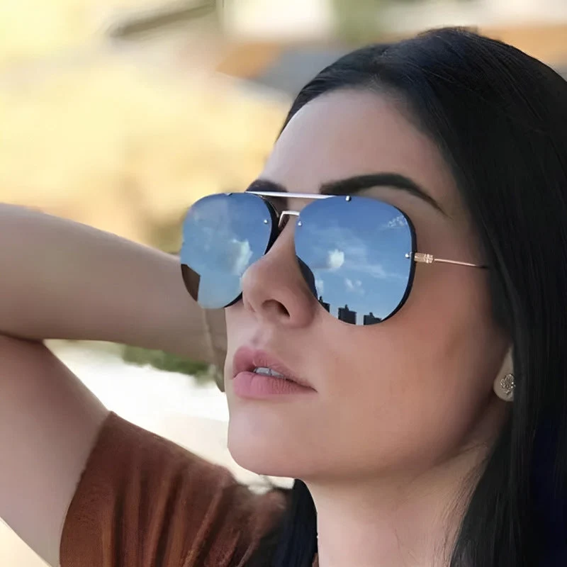 Dame ekstravagant solbrille med stilfull ramme og UV-beskyttelse Luvikno