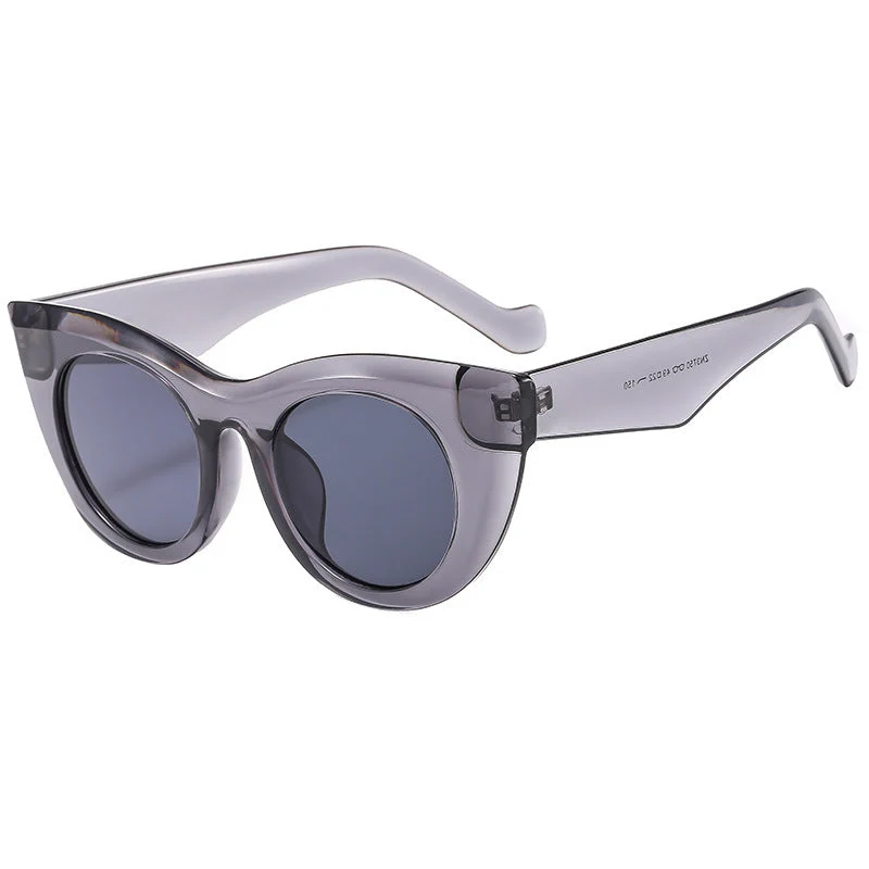 Dame Cat-Eye solbriller med transparent ramme og polariserte linser Luvikno