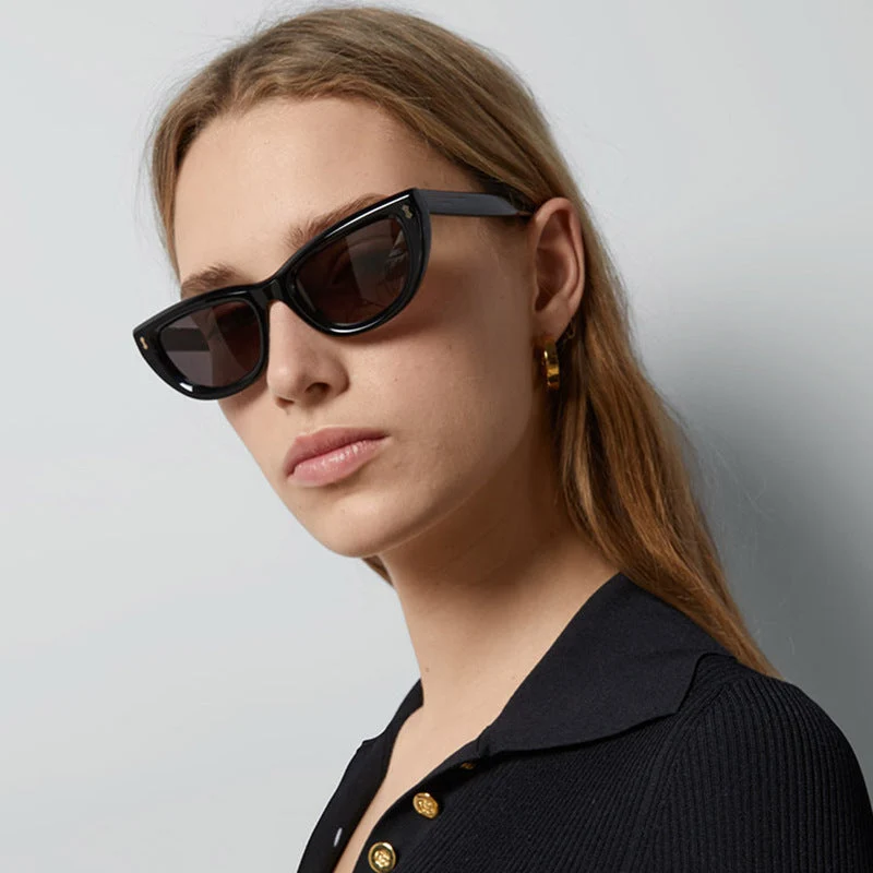 Dame Cat-Eye solbriller med transparent ramme og brune linser Luvikno