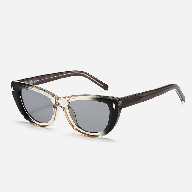 Dame Cat-Eye solbriller med transparent ramme og brune linser Luvikno