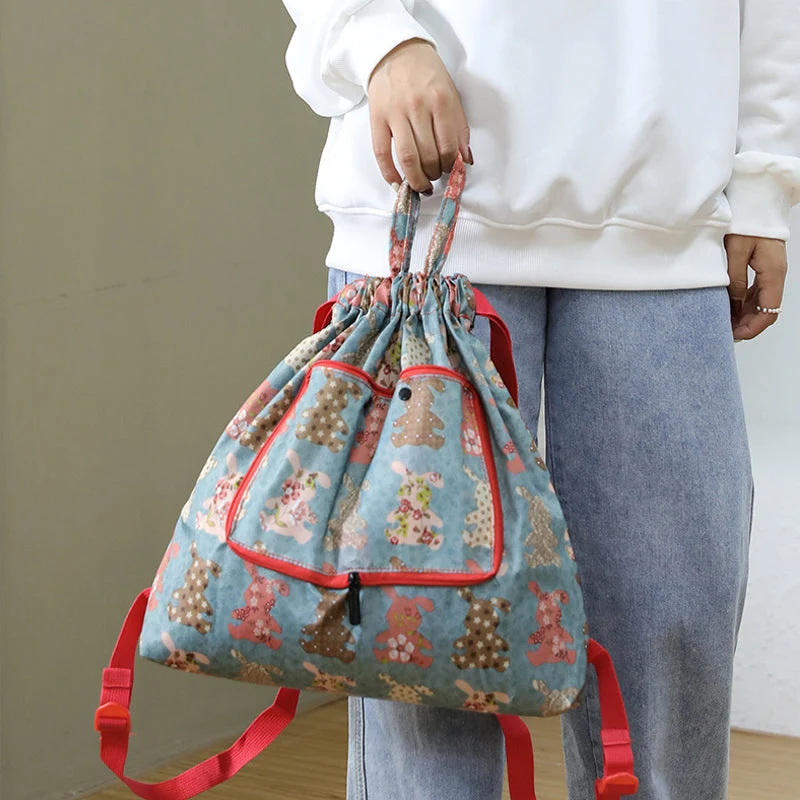 Samlebar trykt nylon ryggsekk med snor | Luvikno