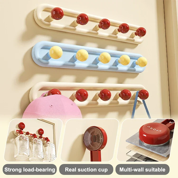 Dopamine Saugknopf-Haken – Bohrfreie Wandhalterung mit Kugel-Design | Stabile ABS-Haken für Bad & Küche