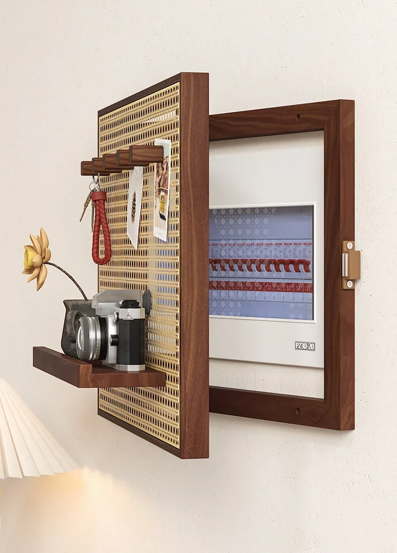 RattaNova Vintage Geflochten Sicherungskasten-Abdeckung – Edle Rattan Wanddekoration & Versteckbox