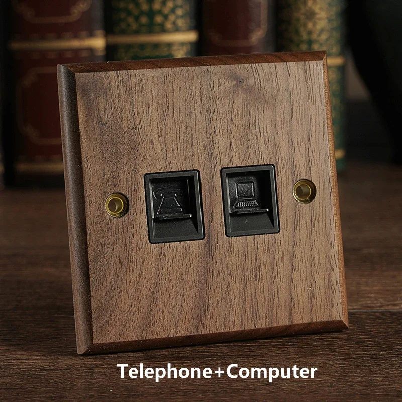 RetroLux Schwarzes Walnussholz Umschalter 1–4 Gang – Messing Knebel, Massivholz & USB-Option