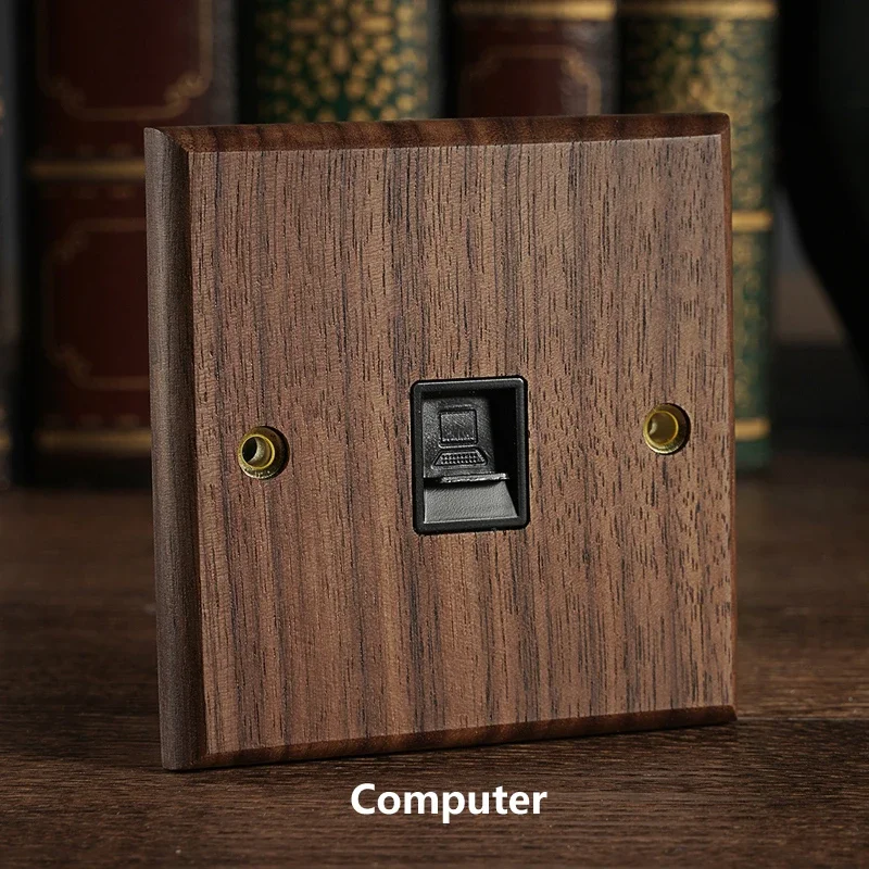 RetroLux Schwarzes Walnussholz Umschalter 1–4 Gang – Messing Knebel, Massivholz & USB-Option
