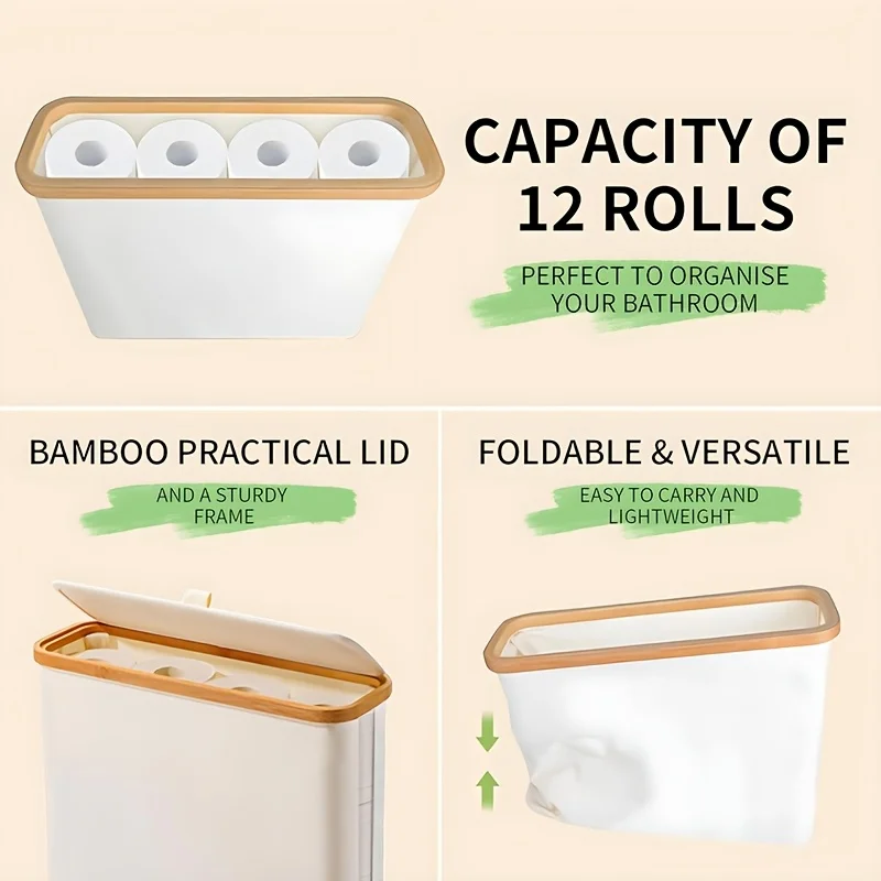 RollGuard Eleganter WC-Papierkorb mit Deckel – Geschlossener Aufbewahrungsbehälter für Toilettenpapier